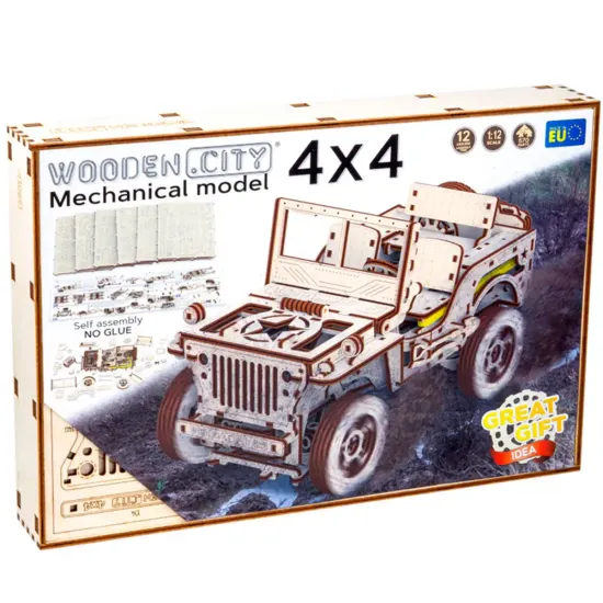 3D koka puzle, mašīna, Auto 4*4, 571 gab, woodencity, WR309