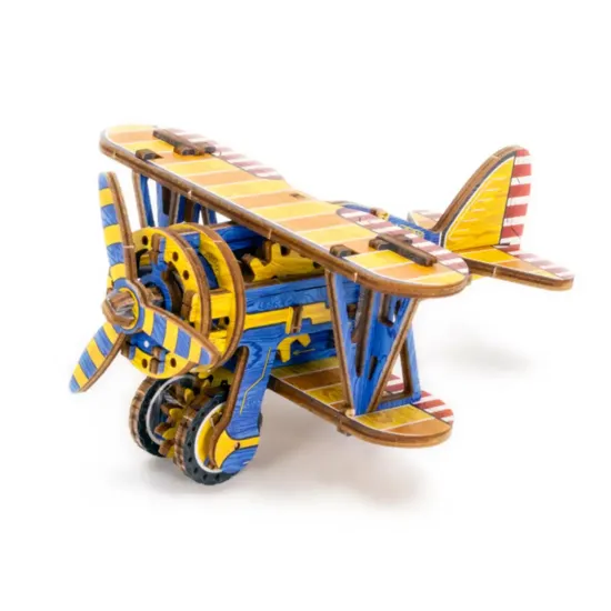 3D puidust pusle, Piiratud Väljaanne Biplane, 65 tükki, woodencity, LE-012