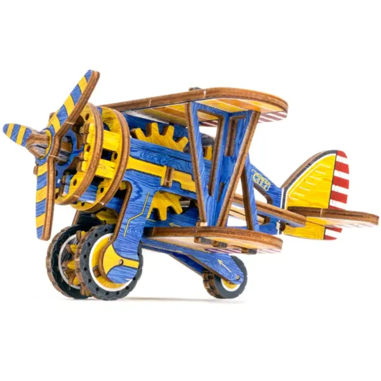 3D puidust pusle, Piiratud Väljaanne Biplane, 65 tükki, woodencity, LE-012