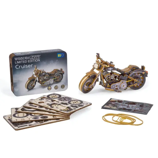 3D medinis galvosūkis, Kruizinis V-Twin riboto leidimo, 168 dalių, woodencity, LE-002