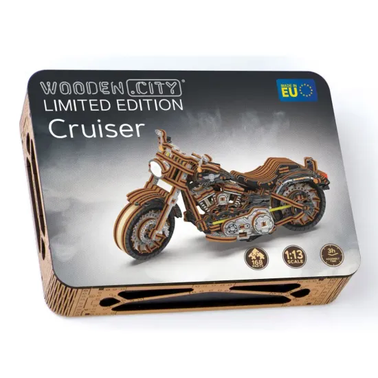 3D medinis galvosūkis, Kruizinis V-Twin riboto leidimo, 168 dalių, woodencity, LE-002