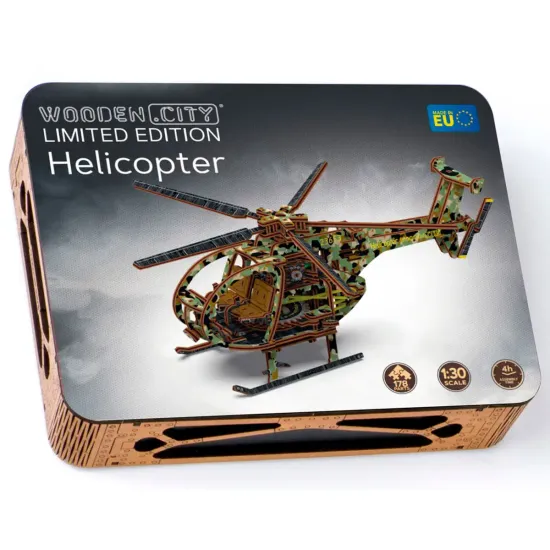 3D puinen palapeli, Helikopteri Rajoitettu Painos, 178 osaa, woodencity, LE-011
