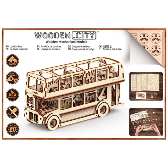 3D puinen palapeli, Lontoon bussi, 216 osaa, woodencity, WR303