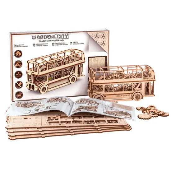 3D puinen palapeli, Lontoon bussi, 216 osaa, woodencity, WR303
