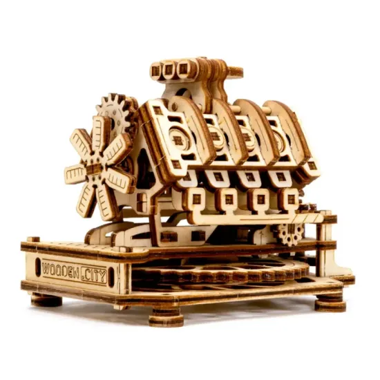 3D puinen palapeli, V8 Moottori, 200 osaa, woodencity, WR316