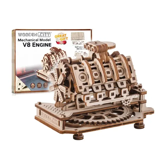 3D puinen palapeli, V8 Moottori, 200 osaa, woodencity, WR316
