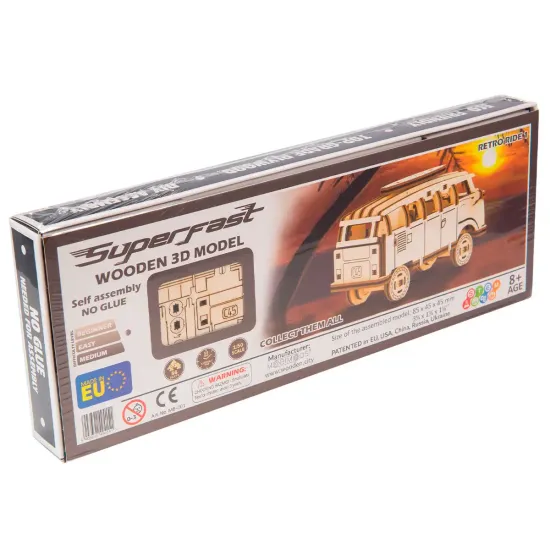 3D puinen palapeli, Auto, Retroajelu 1, 56 osaa, woodencity, MB-001