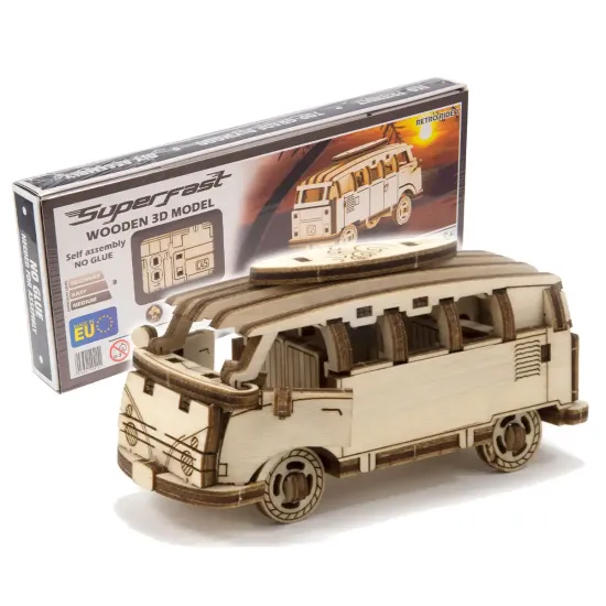 3D puinen palapeli, Auto, Retroajelu 1, 56 osaa, woodencity, MB-001