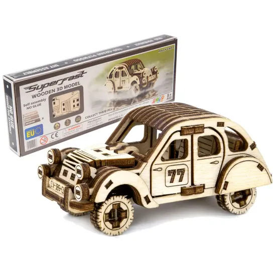 3D koka puzle, mašīna, Rallija Mašīna 2, 104 gab, woodencity, MB-002
