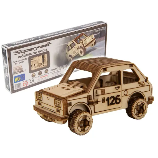 3D puidust pusle, Sõiduauto, Ralli Auto 3, 87 tükki, woodencity, MB-006