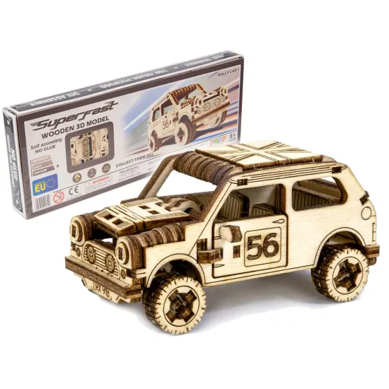 3D koka puzle, mašīna, Rallija mašīna 1, 98 gab, woodencity, MB-007