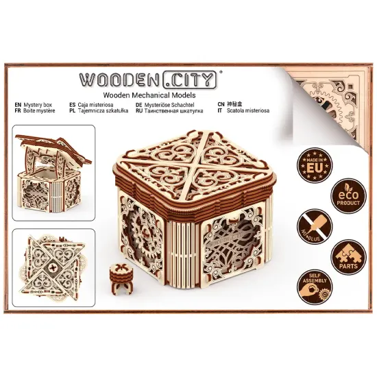 3D Wooden Puzzle, Mystery Box, 176 pcs, woodencity, WR315