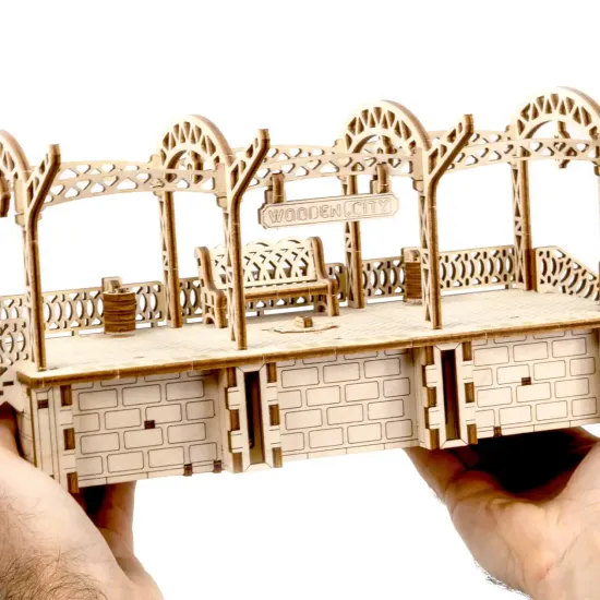 Деревянный 3D пазл, Железнодорожная станция, 175 деталей, woodencity, WR325