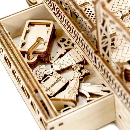Деревянный 3D пазл, Железнодорожная станция, 175 деталей, woodencity, WR325