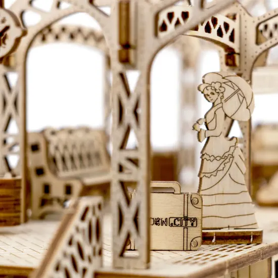 Деревянный 3D пазл, Железнодорожная станция, 175 деталей, woodencity, WR325