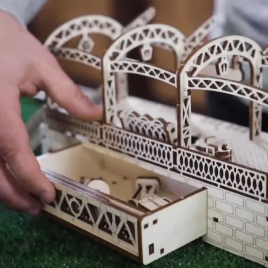 Деревянный 3D пазл, Железнодорожная станция, 175 деталей, woodencity, WR325