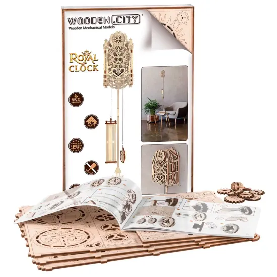 Деревянный 3D пазл, Королевские Часы, 126 деталей, woodencity, WR314