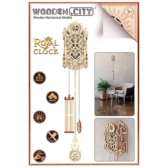 Деревянный 3D пазл, Королевские Часы, 126 деталей, woodencity, WR314
