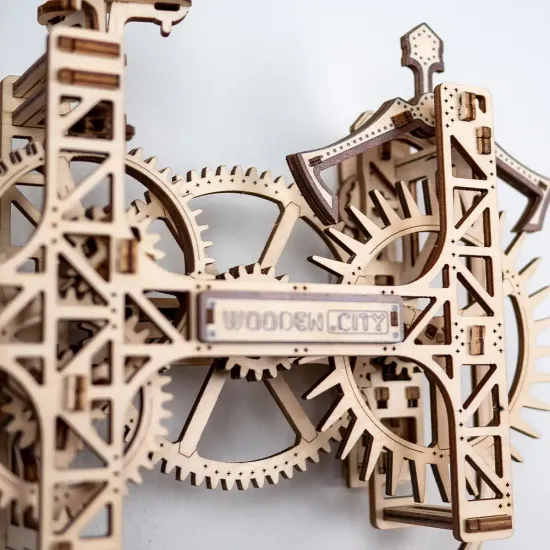 Деревянный 3D пазл, Настенные Часы в Стиле Стимпанк, 269 деталей, woodencity, WR352