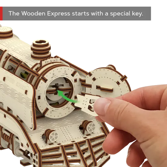 Деревянный 3D пазл, Деревянный экспресс с рельсами, 400 деталей, woodencity, WR321