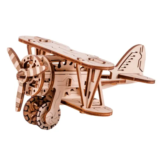 3D Wooden Puzzle, Biplane, 63 pcs, woodencity, WR304