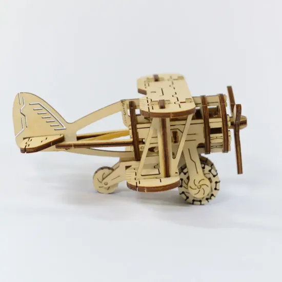 3D Wooden Puzzle, Biplane, 63 pcs, woodencity, WR304