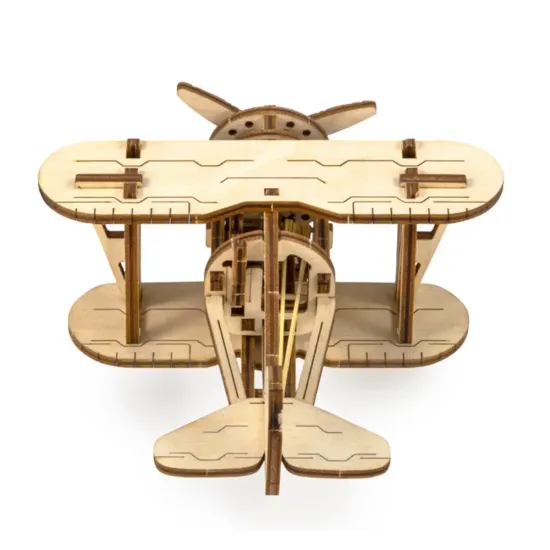 3D Wooden Puzzle, Biplane, 63 pcs, woodencity, WR304