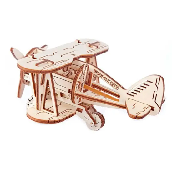 3D Wooden Puzzle, Biplane, 63 pcs, woodencity, WR304