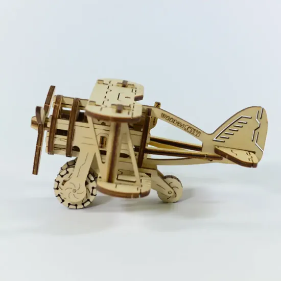 3D Wooden Puzzle, Biplane, 63 pcs, woodencity, WR304