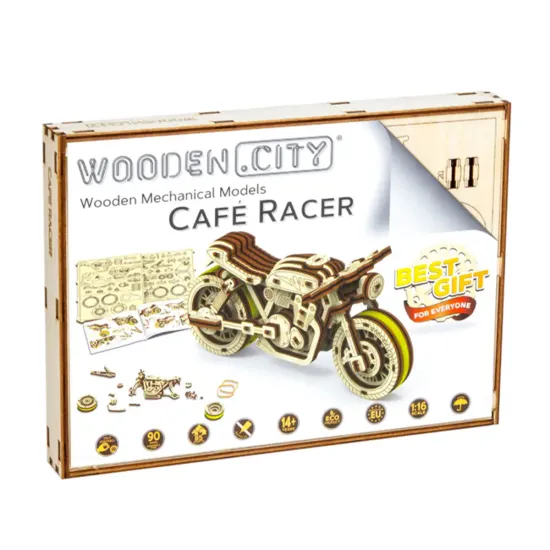 3D koka puzle, Kafejnīcas sacīkšu motocikls, 73 gab, woodencity, WR340