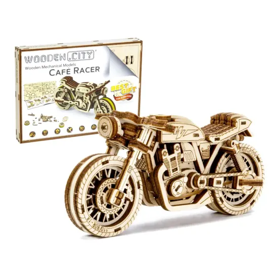 3D koka puzle, Kafejnīcas sacīkšu motocikls, 73 gab, woodencity, WR340