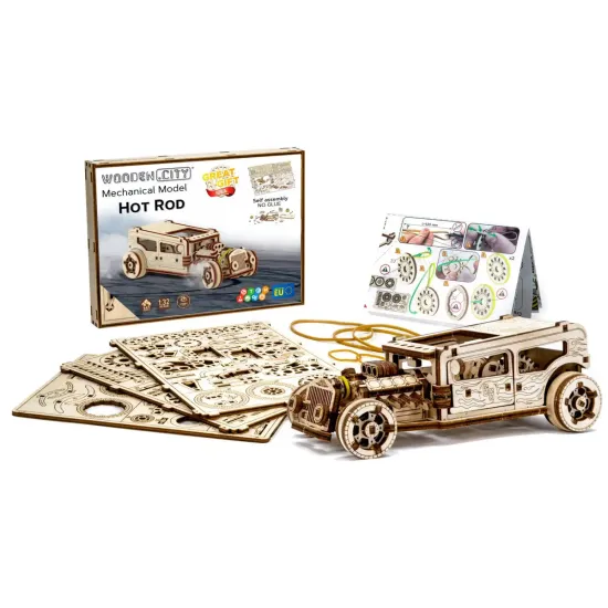 3D puinen palapeli, Auto, Kuuma sauva, 141 osaa, woodencity, WR339