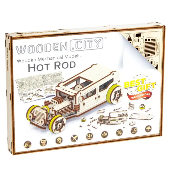 3D puinen palapeli, Auto, Kuuma sauva, 141 osaa, woodencity, WR339