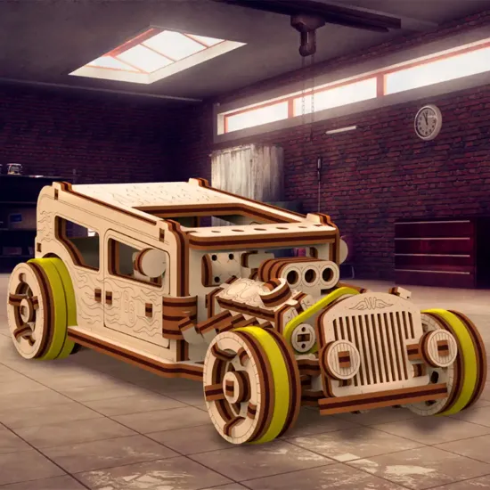 3D puinen palapeli, Auto, Kuuma sauva, 141 osaa, woodencity, WR339