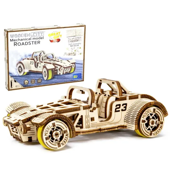 3D puidust pusle, Sõiduauto, Rodster, 111 tükki, woodencity, WR337