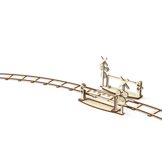 3D medinis galvosūkis, Apvalus geležinkelis + Perėja, 159 dalių, woodencity, WR324