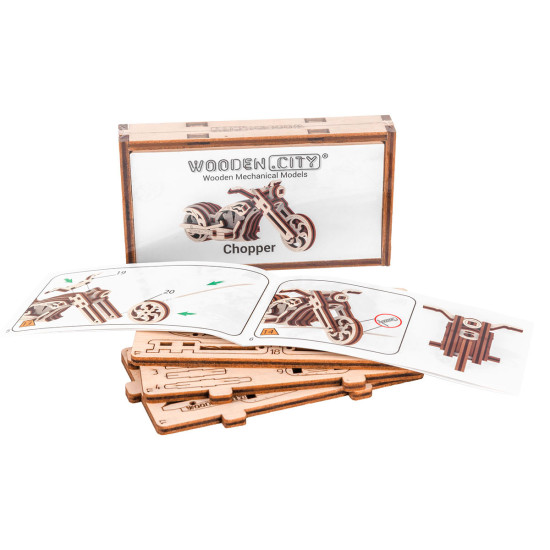 3D Wooden Puzzle, Chopper Widget, 22 pcs, woodencity, WR317