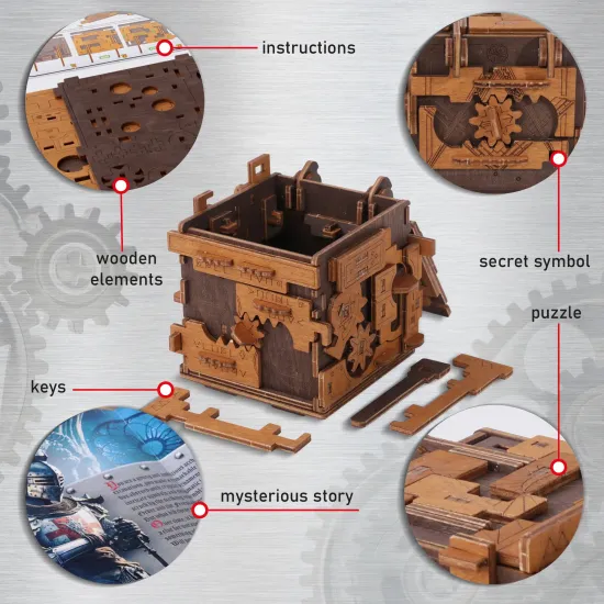 3D puidust pusle, Põgenemistoa puslekarp, 149 tükki, woodencity, WR354
