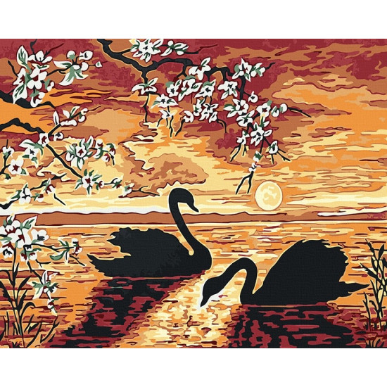 Glezna pēc numuriem, Puķes saulrietā, 40x50, Tapymas, GX32173