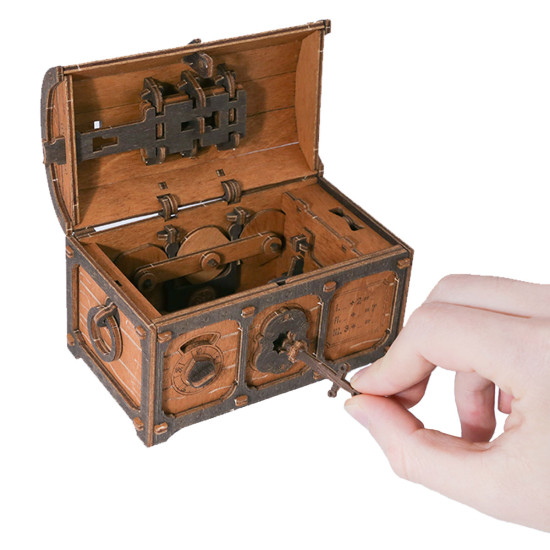 3D koka puzle, Bēgšanas istaba Dārgumu lāde, 165 gab, woodencity, WR355