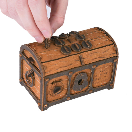 3D koka puzle, Bēgšanas istaba Dārgumu lāde, 165 gab, woodencity, WR355