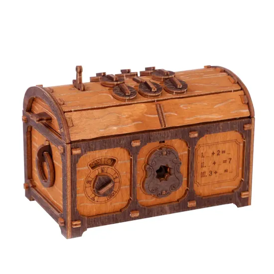 3D koka puzle, Bēgšanas istaba Dārgumu lāde, 165 gab, woodencity, WR355