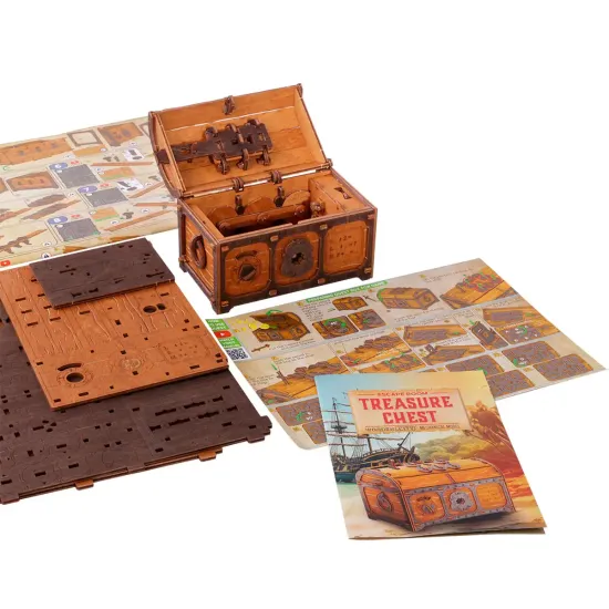 3D koka puzle, Bēgšanas istaba Dārgumu lāde, 165 gab, woodencity, WR355