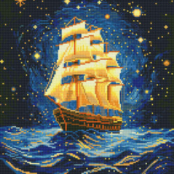 Dimanta mozaīka, Kuģis naktī, 40x50, Oh-art, GJ6298