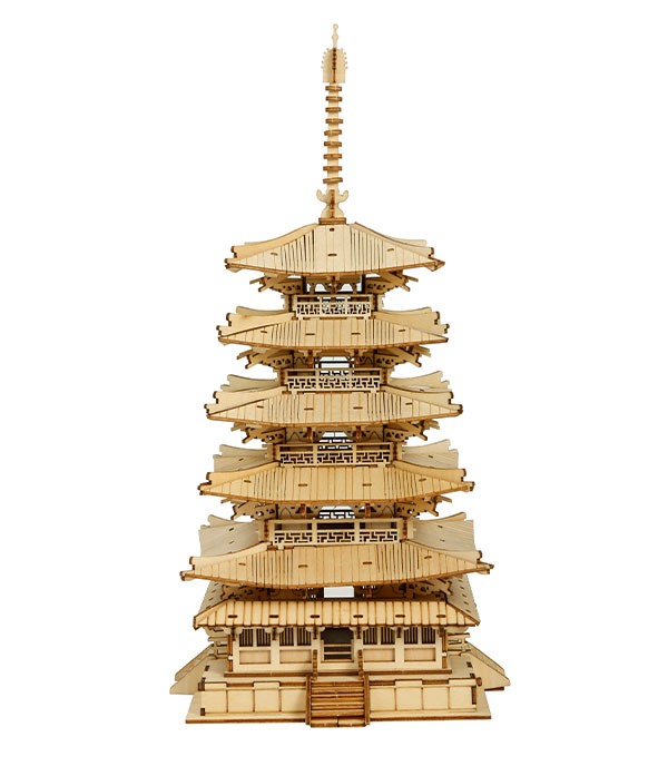 3D koka puzle, Piecu stāvu pagoda